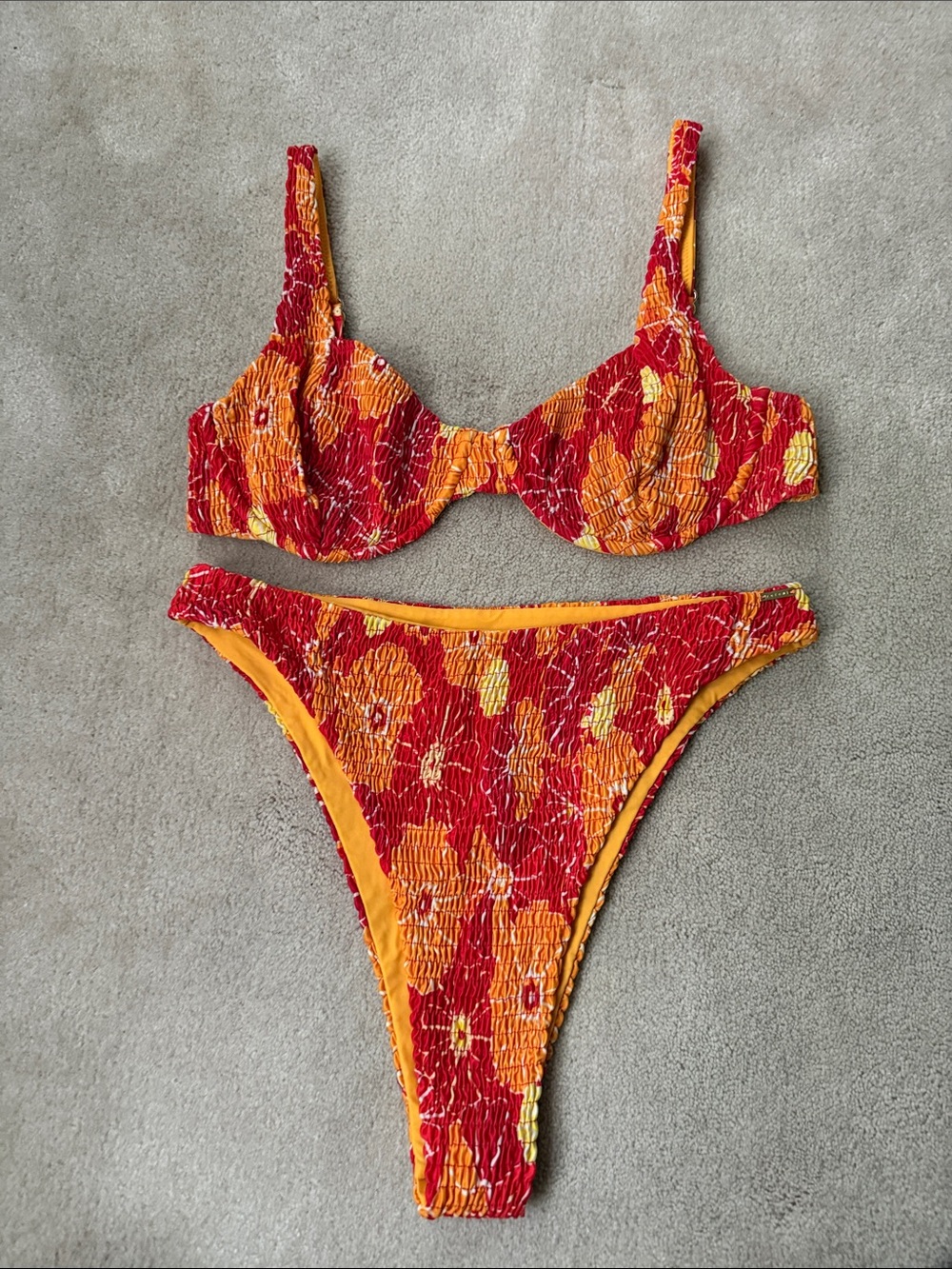 kotomi Abstract Bikini Set in Red & Orange